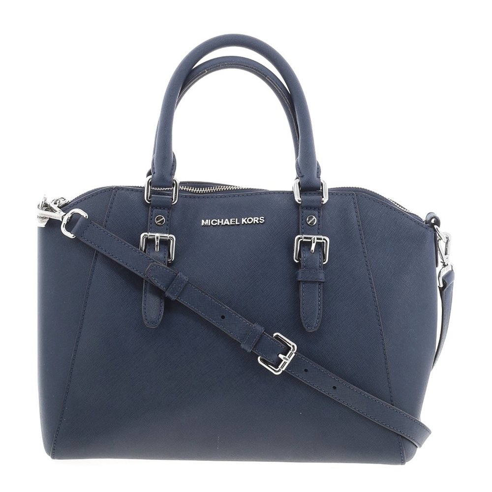 MICHAEL KORS - Ciara Navy Saffiano Leather Satchel - Picture 2 of 12